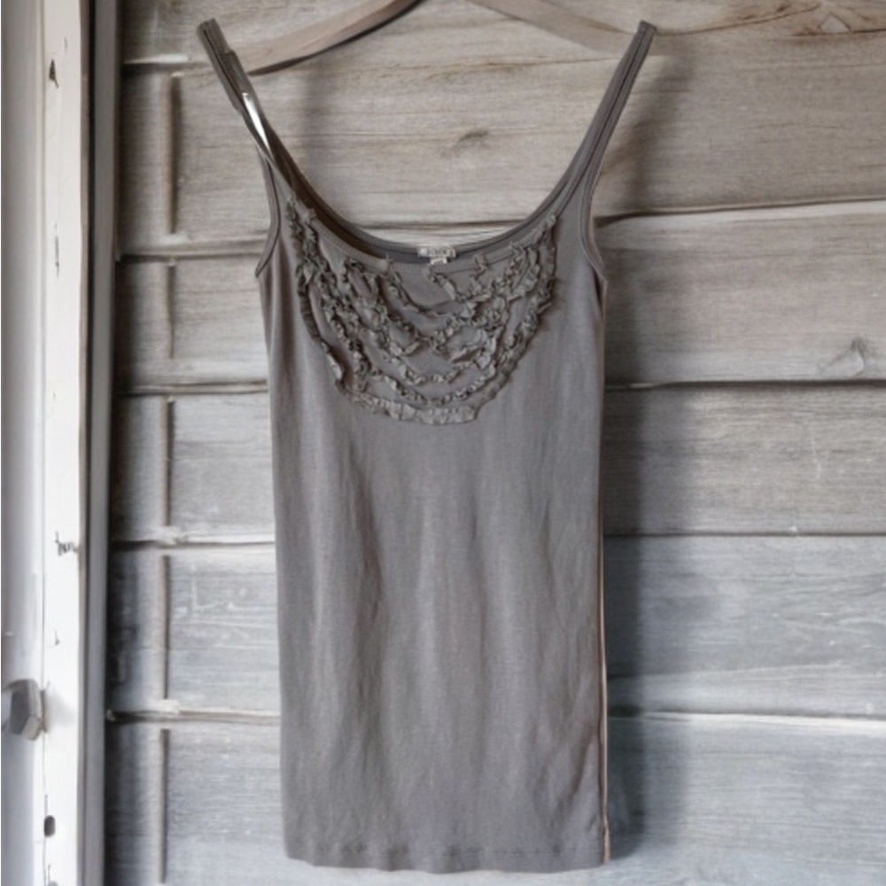 J Crew Gray tank top with 100% Silk trim